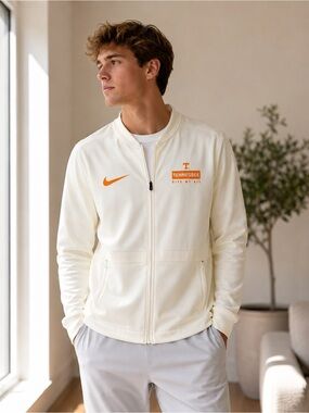 Nike Tennessee Cream Bomber Jacket with Orange Logos